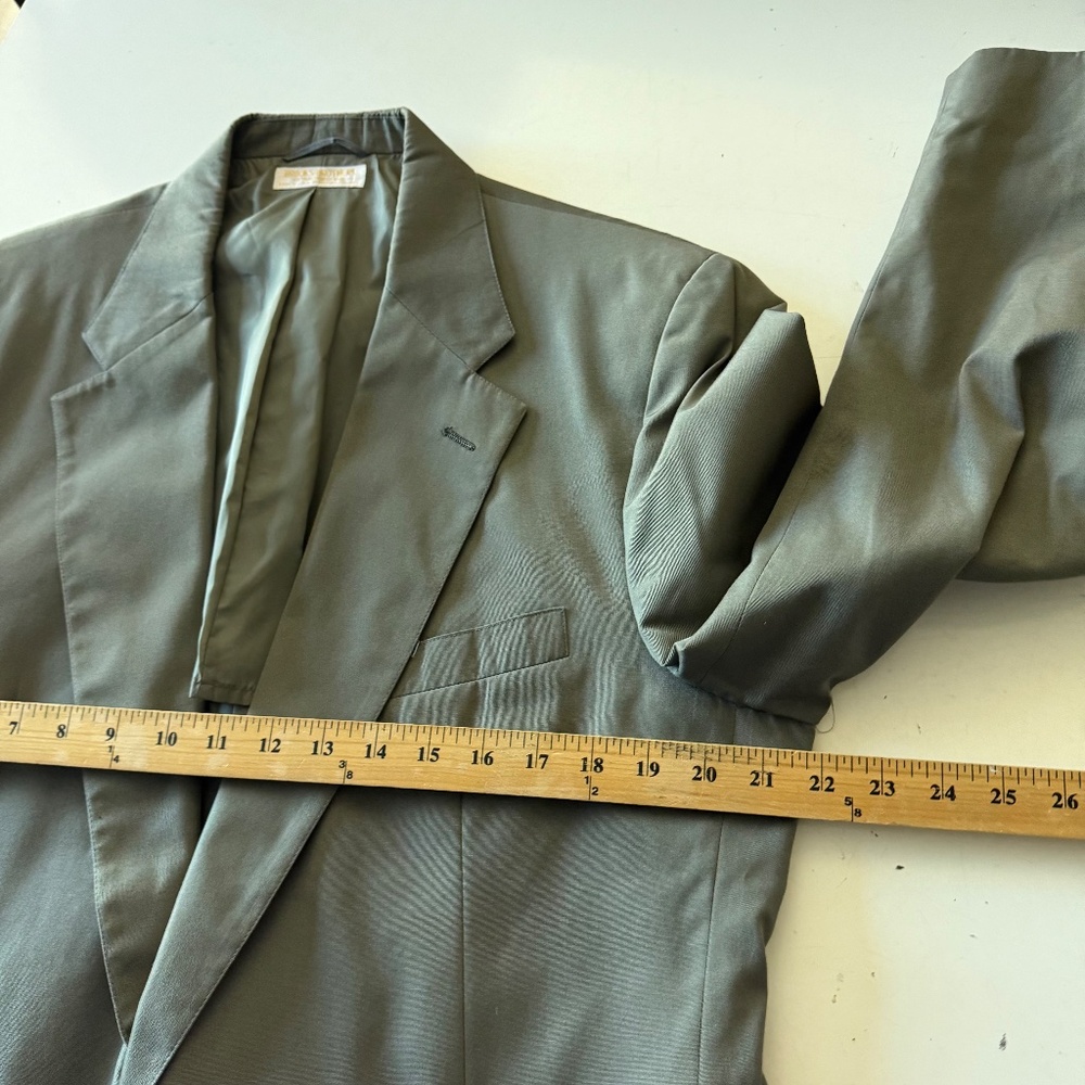 Brooks Brothers Makers Vintage Dull Green Cotton Blazer Suit Jacket Mens 45R - Picture 8 of 12